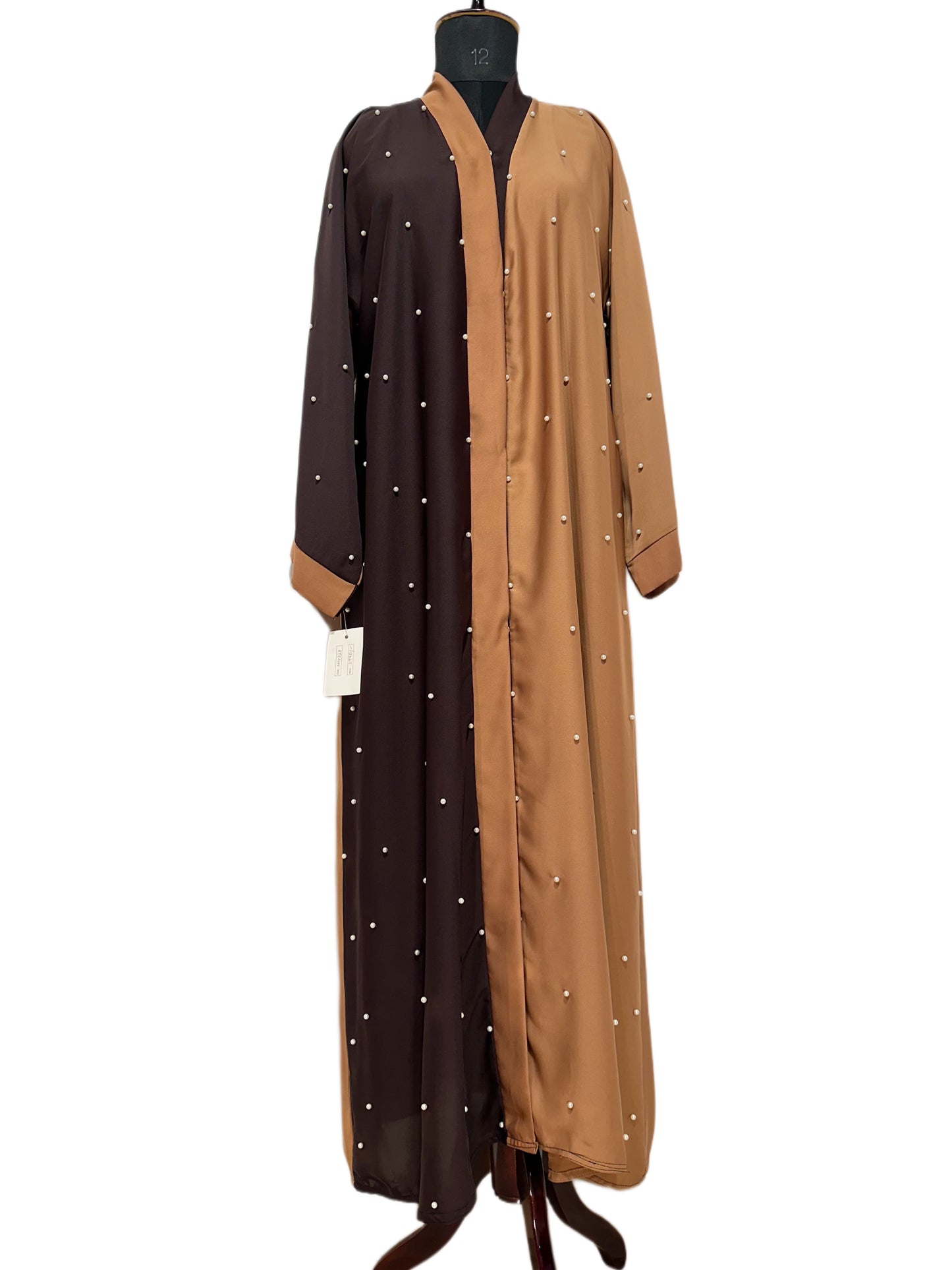 Colour Block Embellished Open Abaya