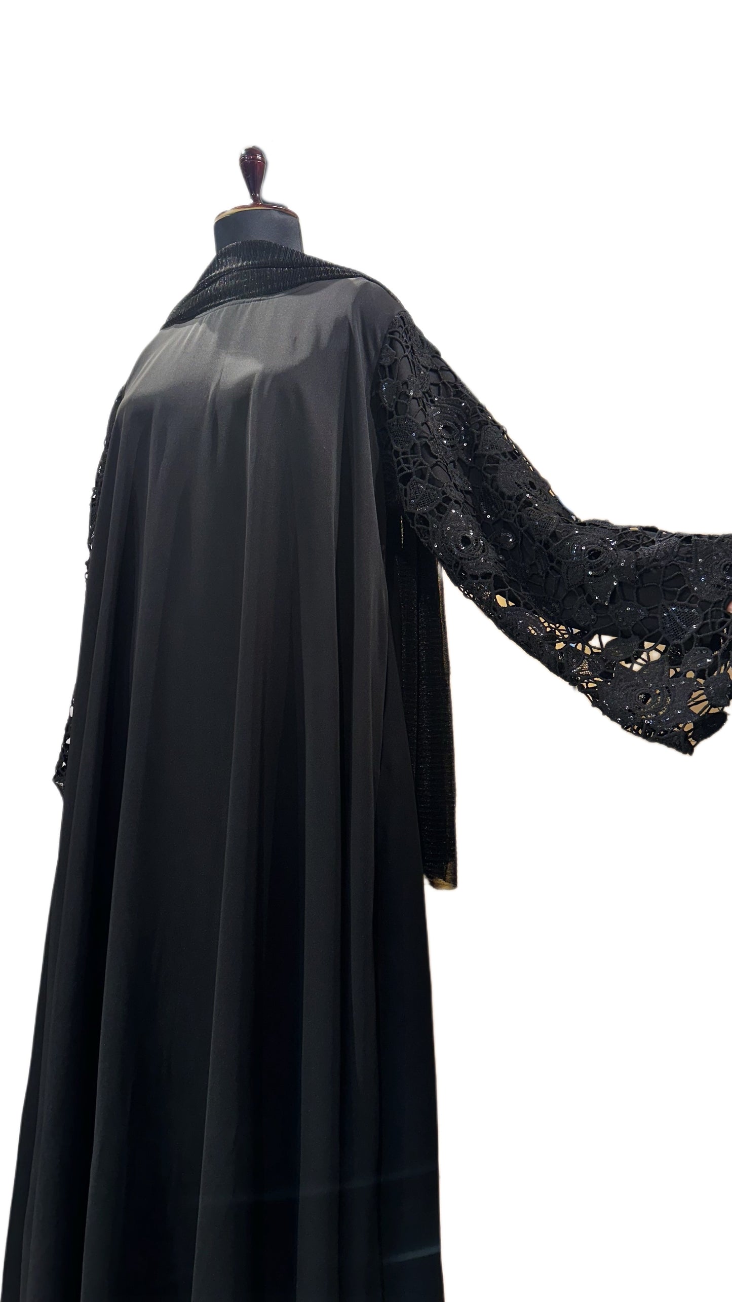 Black Chic Lacey Sleeves Abaya