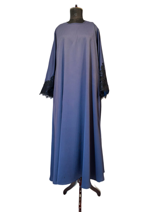 Detailed Cuff Ocean Blue Abaya