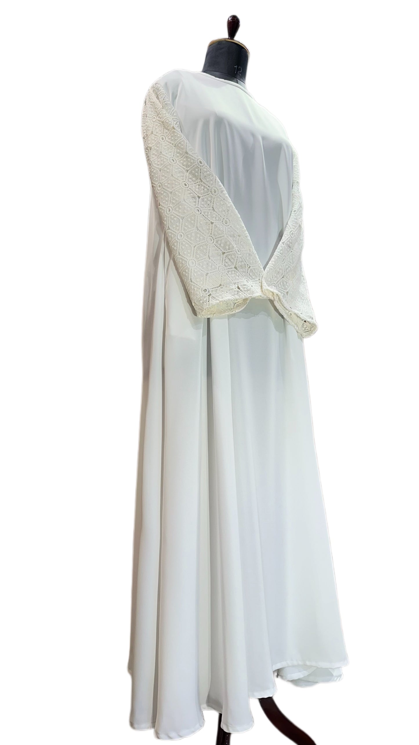 Cream Chic Lacey Sleeves Abaya