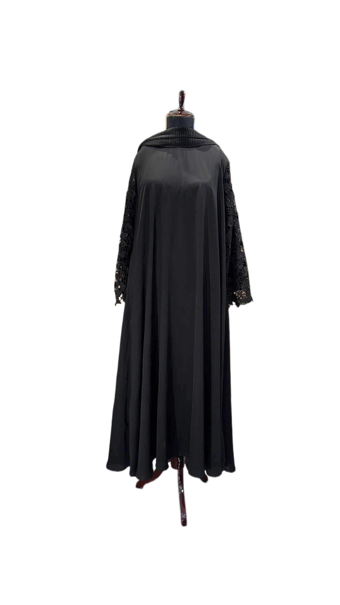 Black Chic Lacey Sleeves Abaya