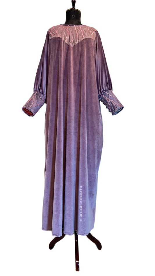 Lilac Plush Velvet Abaya