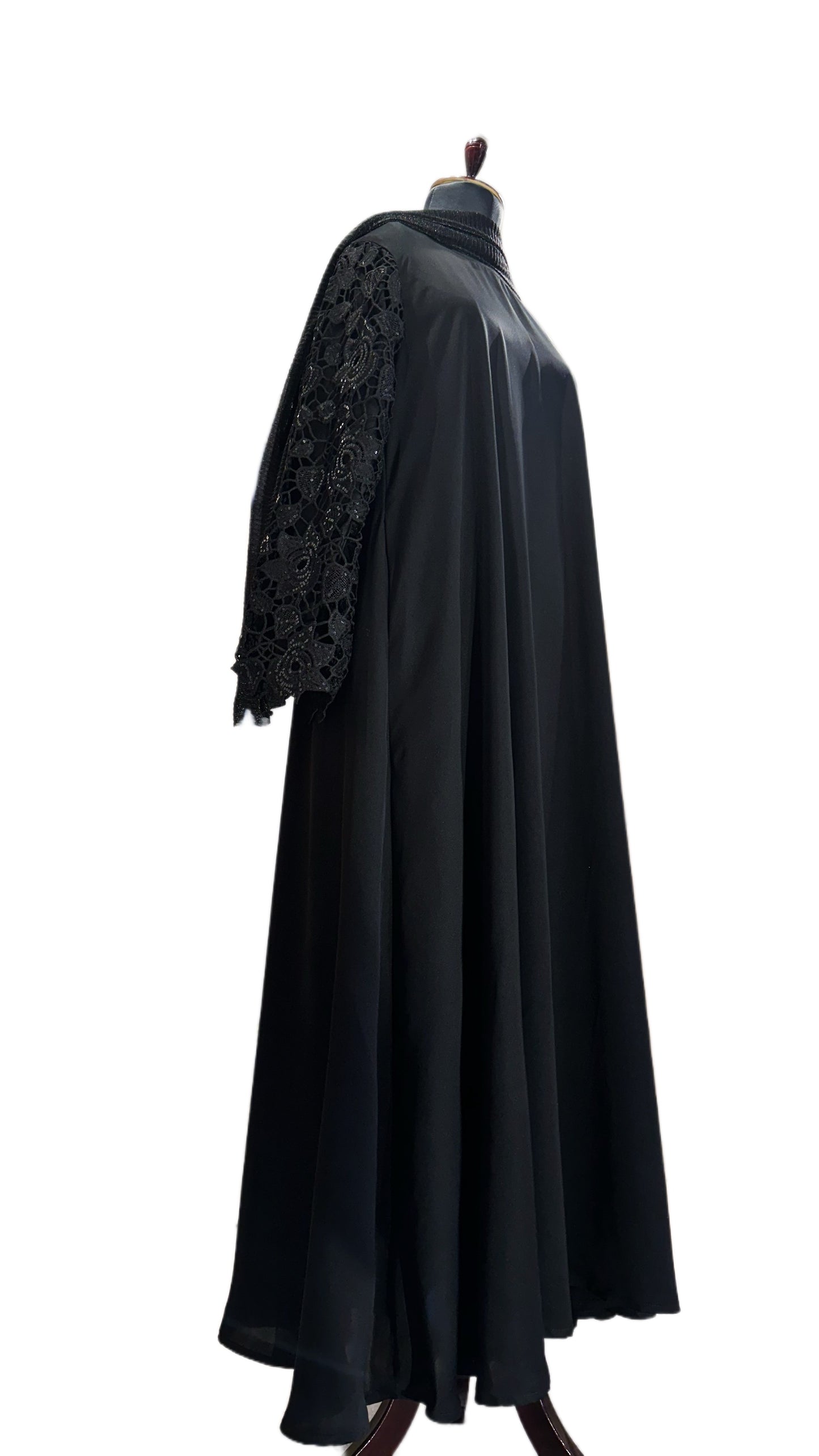 Black Chic Lacey Sleeves Abaya